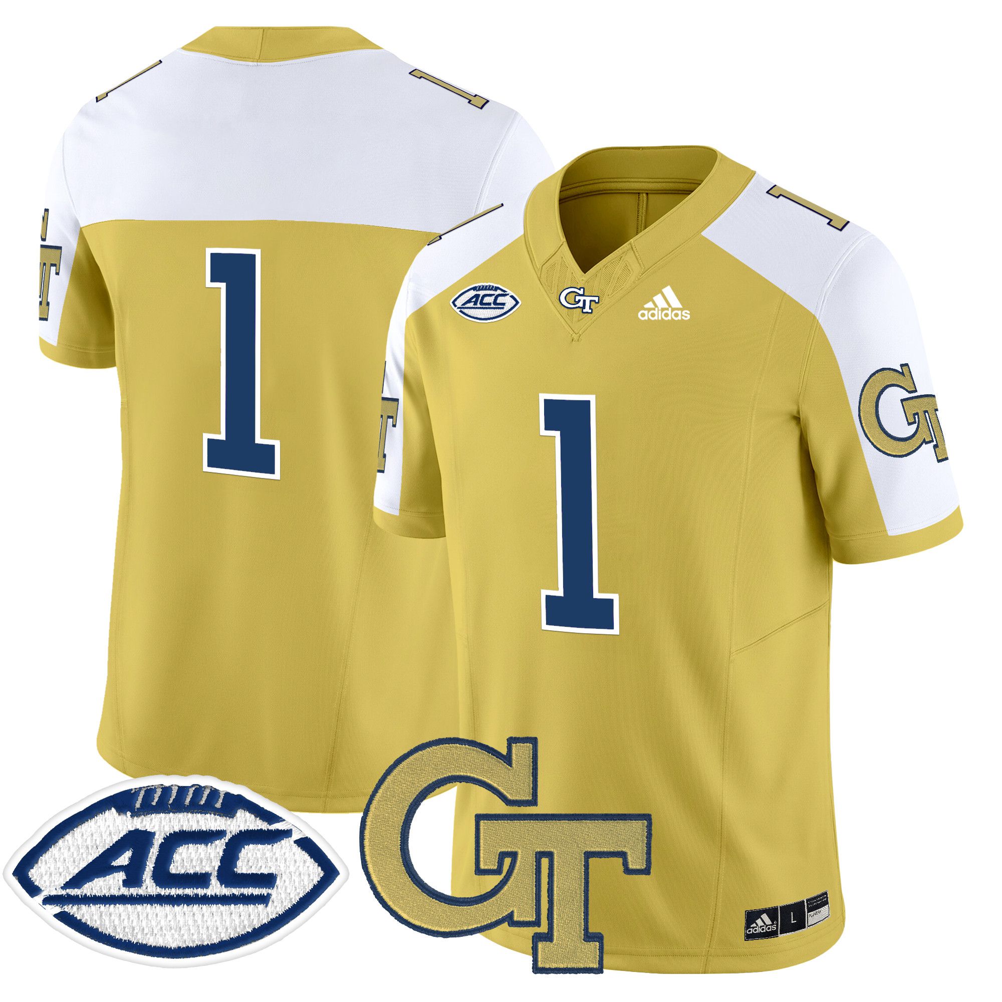 Men Georgia Tech #1 No Name Yellow Asidas 2024 Vapor Limited NCAA Jersey->more ncaa teams->NCAA Jersey